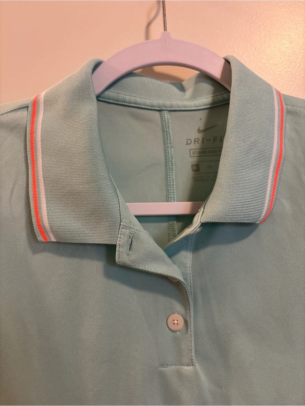Nike Mint Green Sleeveless Polo Tank Top with Pink-Trim Collar